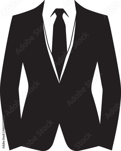 Suit Silhouette Formal Outfit Vector on Transparent Background