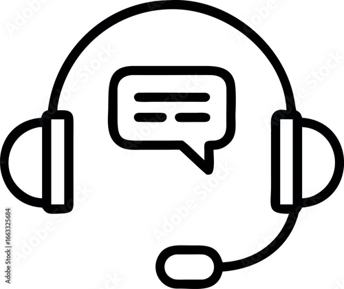 Vector business icon vector art of headset with speech bubble icon