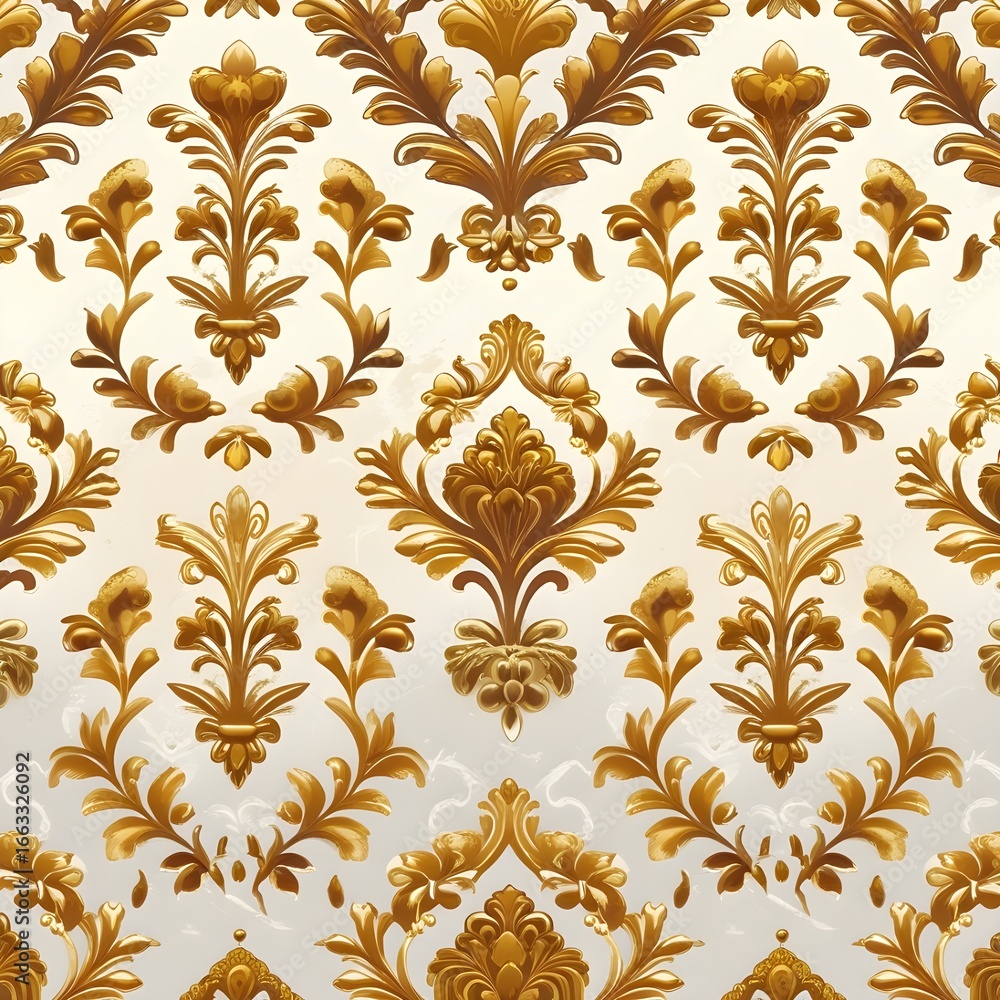Vector seamless damask gold patterns. Rich ornament, old Damascus style gold pattern Generative AI Vector seamless damask gold patterns. Rich ornament, old Damascus style gold pattern Generative AI