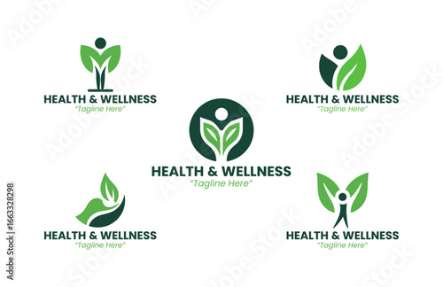 5 and Wellness Logo Set Modern Professional Design