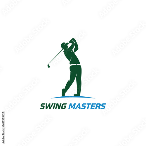 A dynamic logo depicting a golfer's swing. Perfect for golf clubs or related businesses.