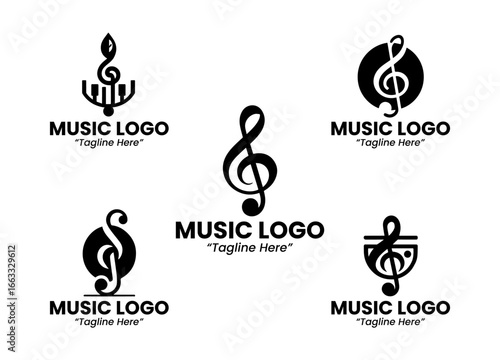 5 Note Logo Set Creative Audio Design
