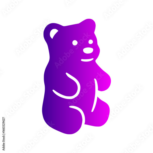 purple gummy bear icon with a vibrant gradient, perfect for adding a playful, sweet, and modern touch to designs. Ideal for food branding.
