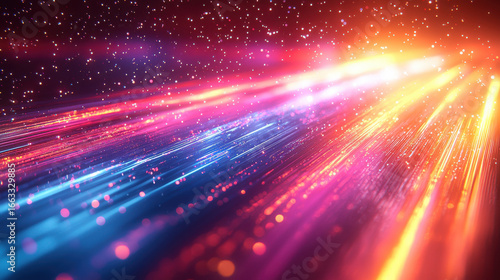 A vibrant tapestry of glowing, pulsating neon lines, creating a dynamic and energetic abstract background, reminiscent of futuristic technology and the speed of light 