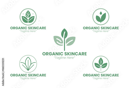 5 Organic Skincare Logo Set Modern Minimalist Beauty Brand Design