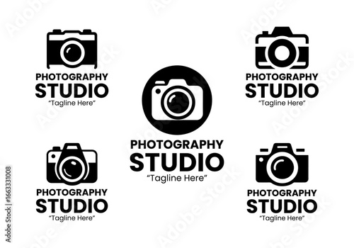 5 Photography Studio Logo Set Modern Camera Brand Design
