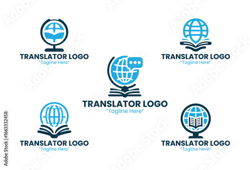 5 Translator Logo Set Language Service Brand Identity