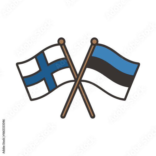 Finland and Estonia cross flags vector on white background
Vector country flags intersecting