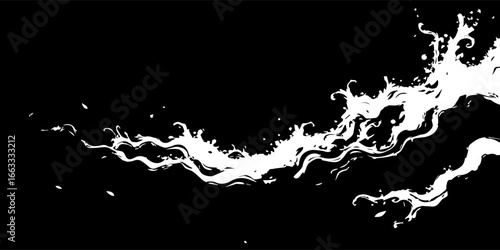 Monochrome texture Abstract background with black and white tones, ink splashes, water drops, grunge texture or wavy patterns
