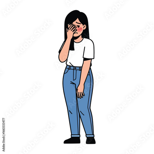 Empathy and Grief: An illustration of a person expressing emotions of sadness and vulnerability, highlighting themes of sensitivity and compassion.