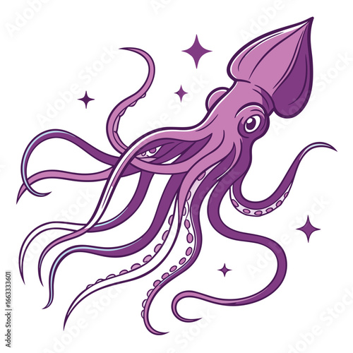 A unique glowing icon of a purple squid with tentacles.