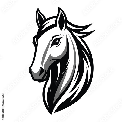 An isolated symmetrical vector design of an elegant Arabian horse head.