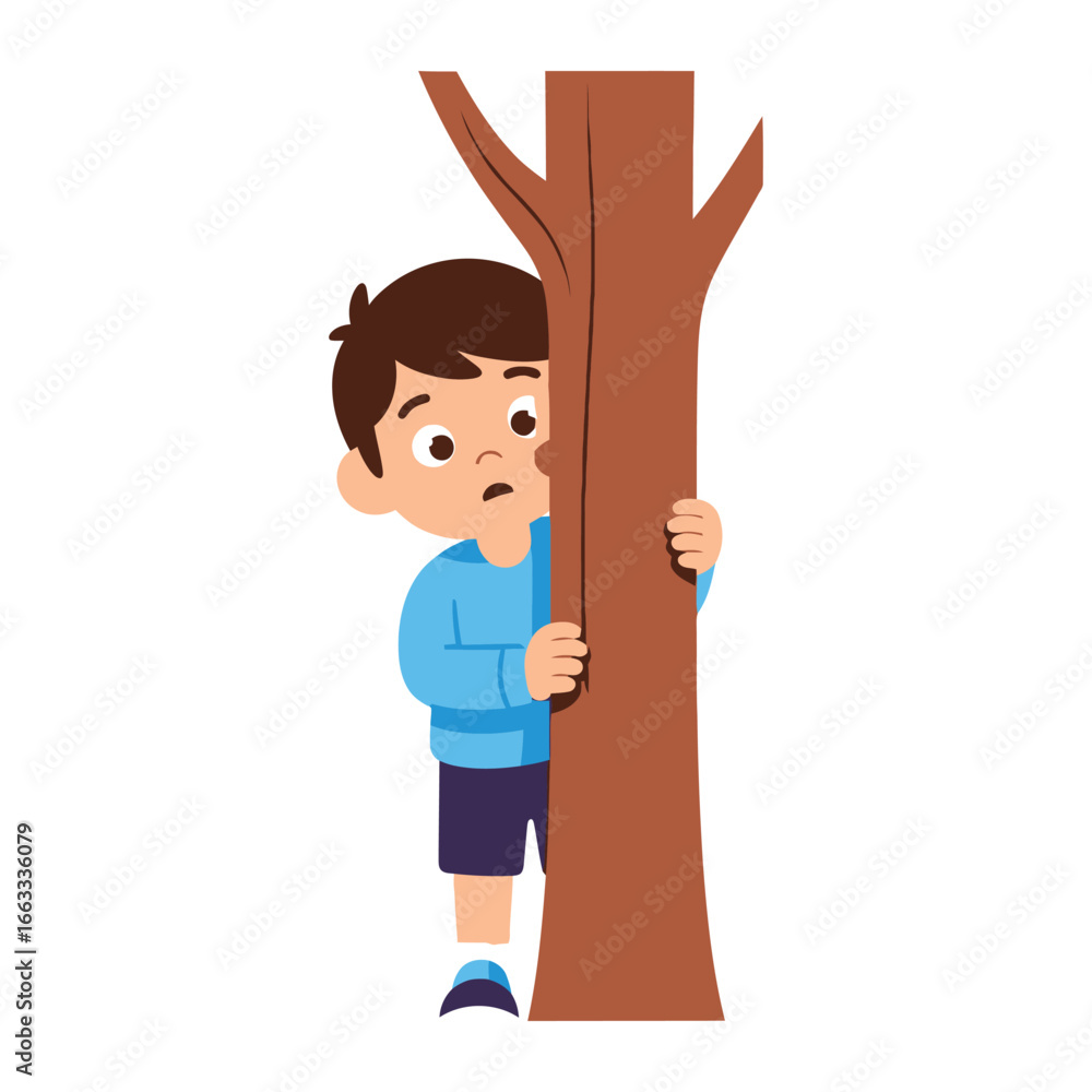 Child Peeking from Behind a Tree: A young child, full of curiosity and wonder, playfully peeks out from behind a sturdy tree, embodying innocence and the spirit of exploration. Child Peeking from Behind a Tree: A young child, full of curiosity and wonder, playfully peeks out from behind a sturdy tree, embodying innocence and the spirit of exploration.