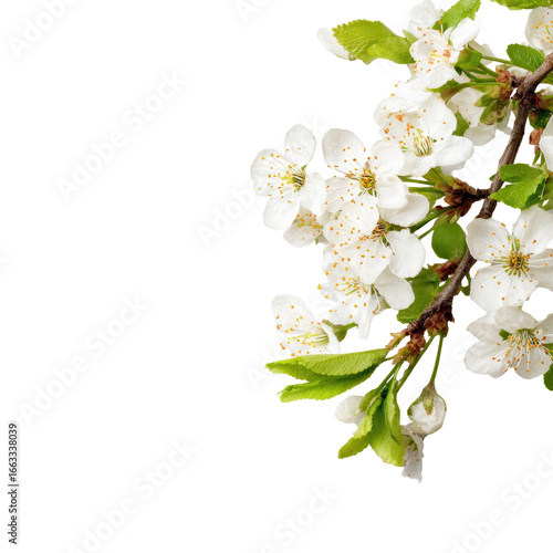 Blossoming branch of white flowers