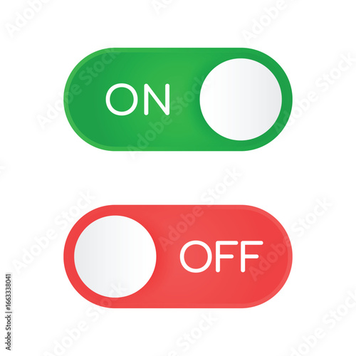 On and Off toggle switch buttons set