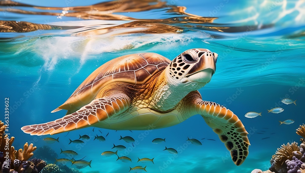 Fototapeta premium green sea turtle swimming