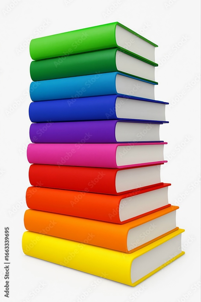 custom made wallpaper toronto digitalStack of colorful books arranged in a rainbow gradient on a white background