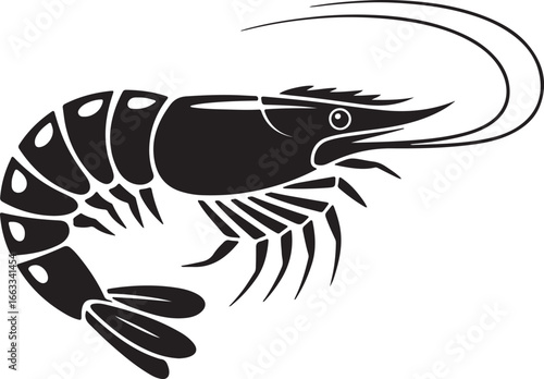 Black shrimp fish Vector shrimp fish silhouette
