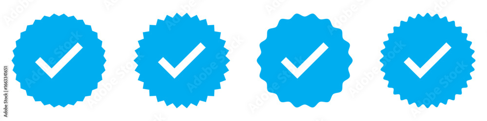 Foto Blue tick mark icon on white background