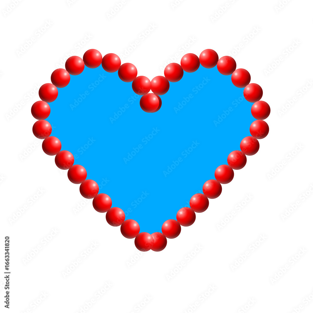 Obraz premium Illustration of red bead accessories in the shape of a heart pattern, love. Jewelry, fashion, accessories, stickers, Valentine's Day, gifts, affection, romantic.