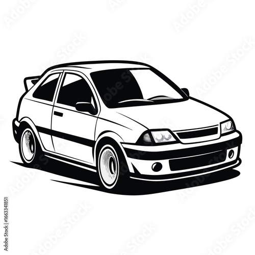 Isolated car design of a unique budget hatchback.