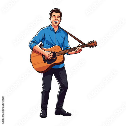 Melodic Serenade: An illustration of a man serenading, showcasing the timeless connection between music and emotion. This image captures the essence of performance.