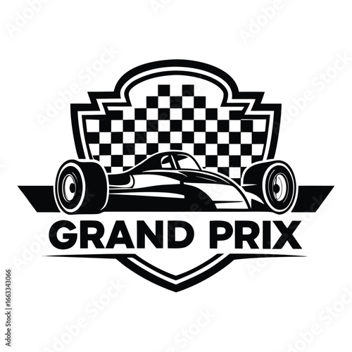 Isolated logo of a unique single Grand Prix car.