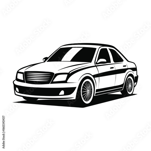 Isolated car design of a unique mid-size sedan.