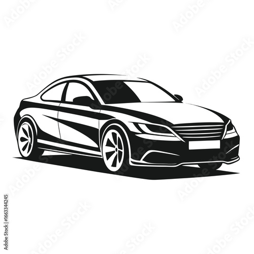 Isolated silhouette design of a unique sedan edition.