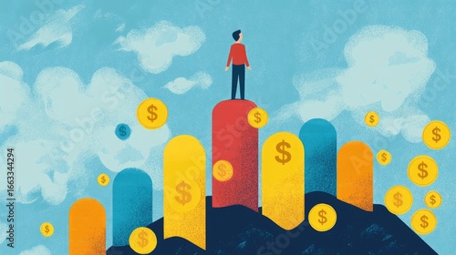 Person Standing on Graph Representing Financial Growth and Success