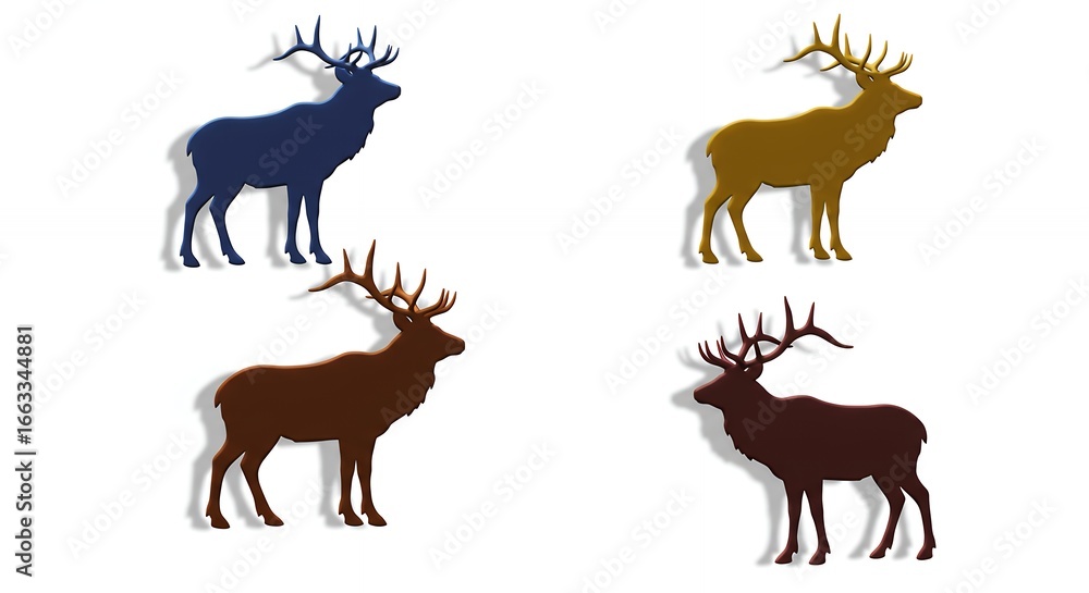 Fototapeta premium Elk silhouettes in different colors