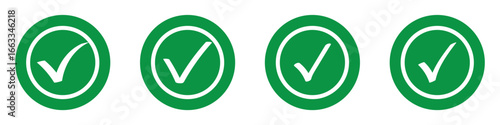 Hand drawing green tick mark icon on white background.  Digital hand drawing check mark vector set. Creative vector tick mark icon set. 