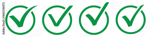 Hand drawing green tick mark icon on white background.  Digital hand drawing check mark vector set. Creative vector tick mark icon set. 