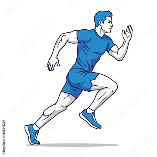 Dynamic Runner in Motion: A striking illustration capturing the essence of speed and agility with a male runner, a dynamic composition with a focus on athleticism and the thrill of movement.
