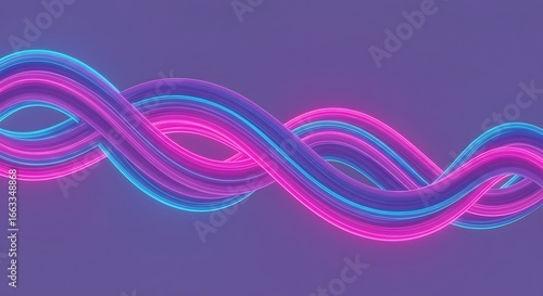 Dynamic Intertwined Glowing Abstract Lines in Vibrant Pink and Blue, Creating a Futuristic Digital Flow Design and Energy Wave Background