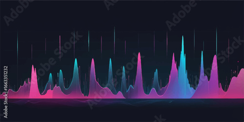 An audio sound wave equalizer pulse on a red background