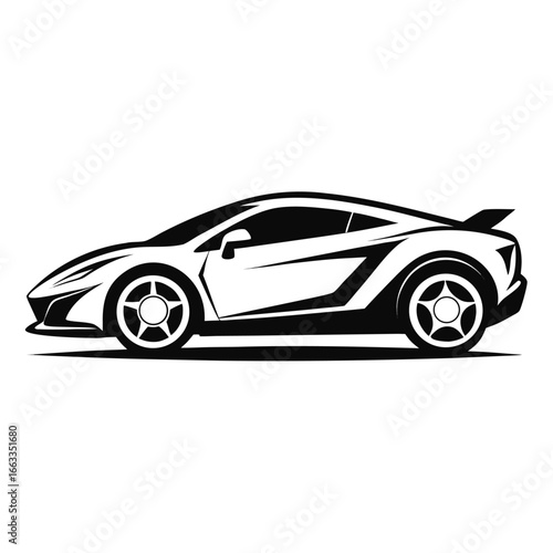 Isolated vector design of a unique supercar silhouette.