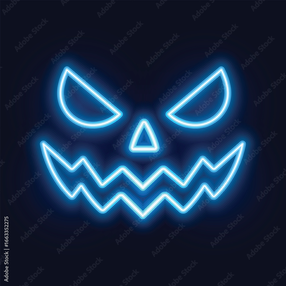 Obraz premium Vector Jack O Lantern Face Halloween Element With Neon Style