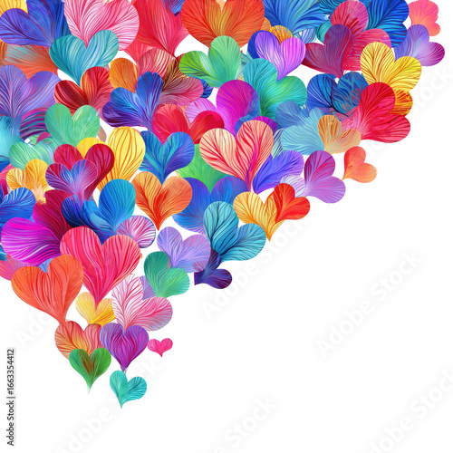 Colorful heart of abstract, overlapping hearts
