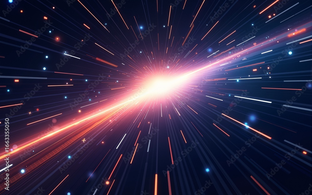 Fototapeta premium Space speed. Abstract starburst dynamic lines or rays. Vector illustration. High quality