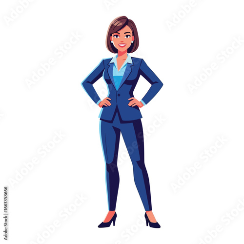 Business Woman in Professional Attire: A sophisticated woman confidently poses in a smart, professional suit, projecting an image of success and expertise.