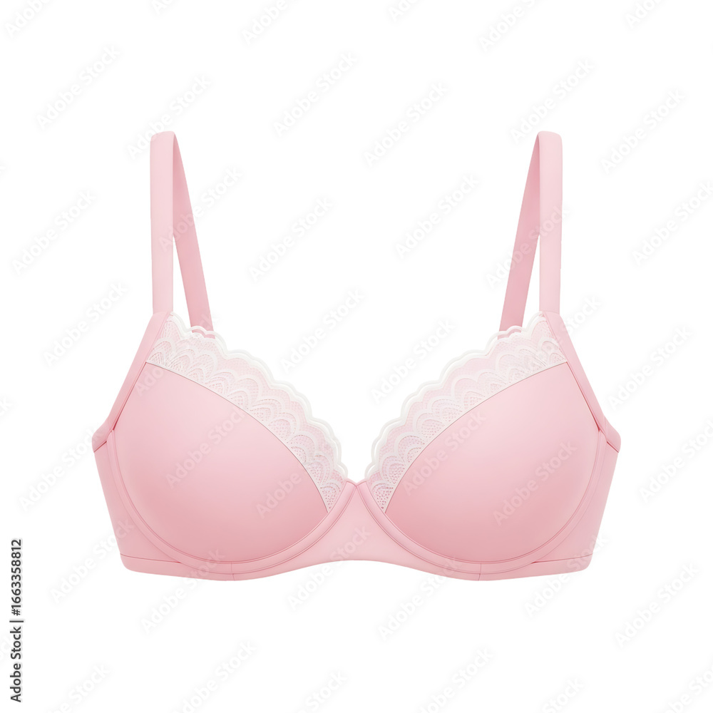Delicate pink lace trim bra isolated on transparent background Delicate pink lace trim bra isolated on transparent background