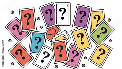 Colorful Question Mark Cards Scattered.