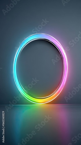 Rainbow Neon Ring Glowing Pastel Gradient Circle