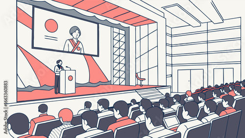 Conference Presentation with Speaker and Audience Illustration 1.