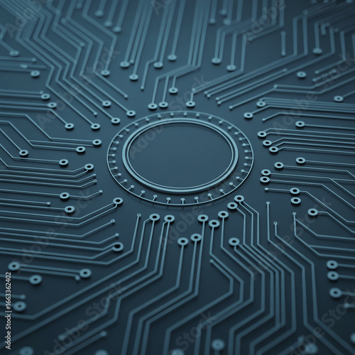 Abstract Circuit Board Technology:  Dark Blue, Modern, Futuristic Design