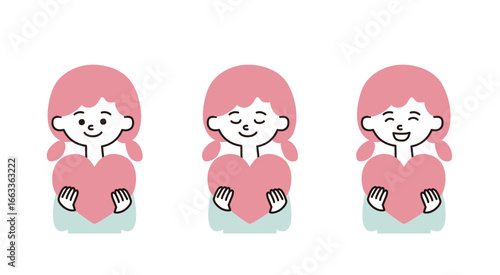 ハートを抱える女の子のイラスト