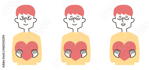 ハートを抱える若い男性のイラスト2