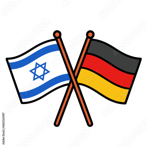 Israel and Germany cross flags vector on white background
Vector country flags intersecting