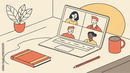 Laptop Displaying Video Conference with Diverse Participants 1.